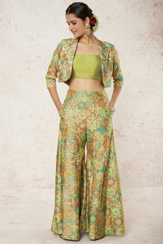 Gopi Vaid-Shabnam Green Short Jacket And Pant Set-INDIASPOPUP.COM