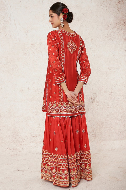 Gopi Vaid-Shiddat Red Sharara Set-INDIASPOPUP.COM