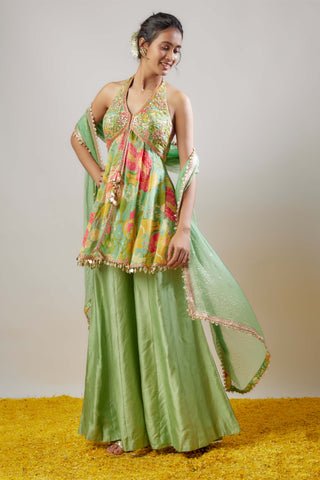 Akshara Mint Green Sharara Set by Gopi Vaid available on Indiaspopup