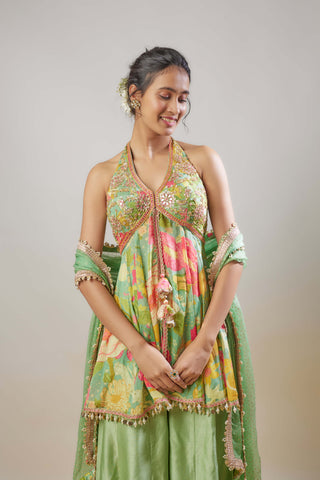 Akshara Mint Green Sharara Set by Gopi Vaid available on Indiaspopup