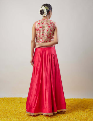 Akansha Red Skirt And Blouse by Gopi Vaid available on Indiaspopup