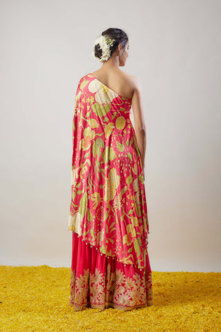 Nupur Cranberry One-Shoulder Top And Sharara by Gopi Vaid available on Indiaspopup