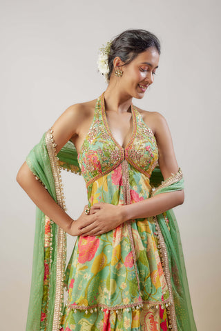 Jaya Mint Green Skirt Set by Gopi Vaid available on Indiaspopup