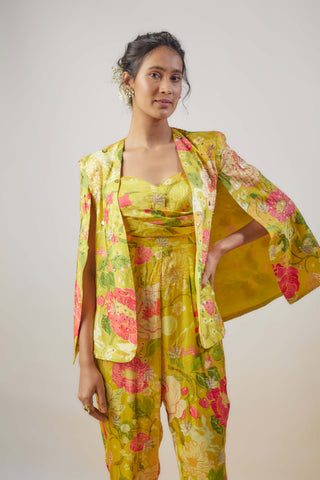 Alicia Yellow Jumpsuit With Blazer by Gopi Vaid available on Indiaspopup