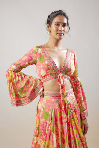 Arina Pink Skirt And Blouse by Gopi Vaid available on Indiaspopup