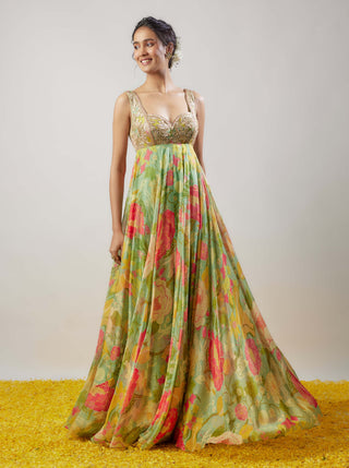 Vamika Mint Green Gown by Gopi Vaid available on Indiaspopup