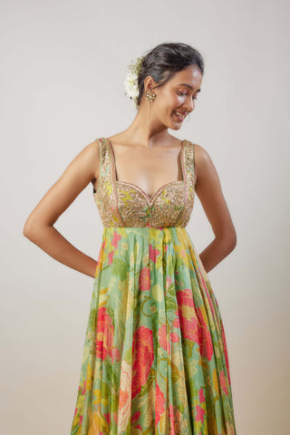 Vamika Mint Green Gown by Gopi Vaid available on Indiaspopup