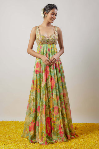 Vamika Mint Green Gown by Gopi Vaid available on Indiaspopup