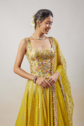 Mia Yellow Lehenga Set by Gopi Vaid available on Indiaspopup