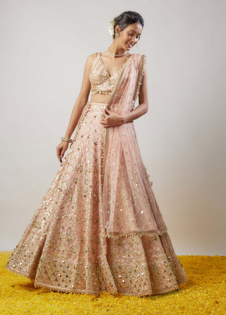 Rashmi Blush Pink Lehenga Set by Gopi Vaid available on Indiaspopup