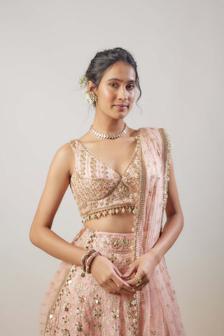 Rashmi Blush Pink Lehenga Set by Gopi Vaid available on Indiaspopup