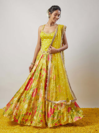 Shaila Yellow Lehenga Set by Gopi Vaid available on Indiaspopup