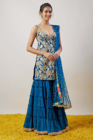 Gita Blue Sharara Set by Gopi Vaid available on Indiaspopup