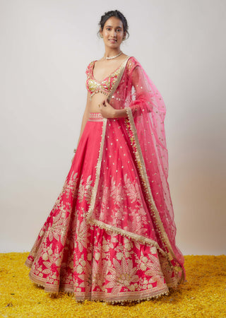 Alaya Cranberry Lehenga Set by Gopi Vaid available on Indiaspopup