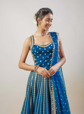 Nila Blue Lehenga Set by Gopi Vaid available on Indiaspopup