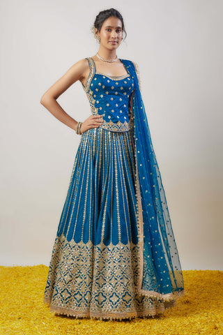 Nila blue lehenga set