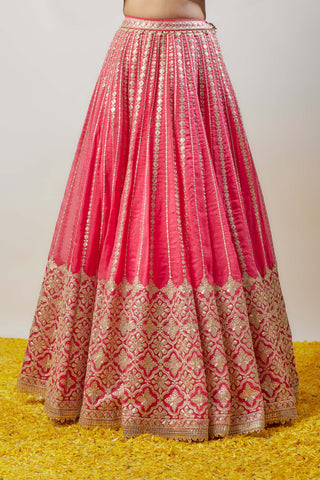 Nitya Cranberry Skirt And Blouse by Gopi Vaid available on Indiaspopup