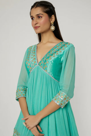 Gopi Vaid-Shofie Blue Kurta With Sharara-INDIASPOPUP.COM