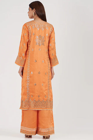 Gopi Vaid-Amaya Orange Kurta Palazzo Set-INDIASPOPUP.COM