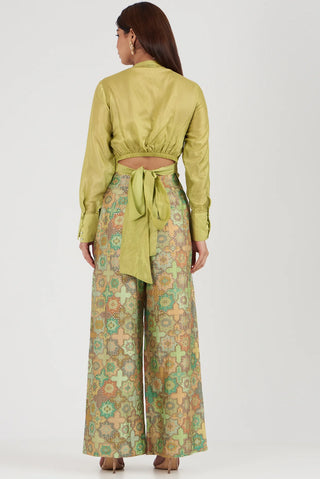 Gopi Vaid-Zeel Green Shirt And Flared Pant-INDIASPOPUP.COM