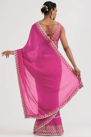 Gopi Vaid-Sanvi Pink Draped Sari And Blouse-INDIASPOPUP.COM