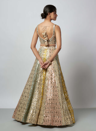 Ranjeeta Multicolor Mirror Lehenga Set by Gopi Vaid available on Indiaspopup