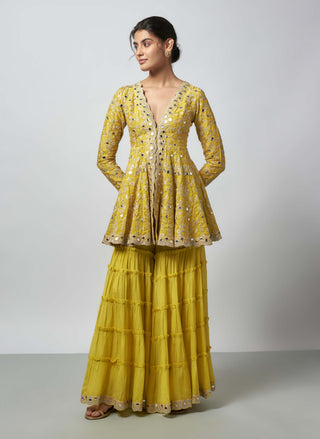 Zeya yellow sharara and peplum