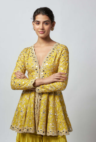 Zeya yellow sharara and peplum