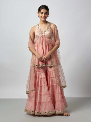 Charvi Pink Sharara Set by Gopi Vaid available on Indiaspopup