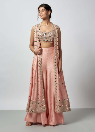 Nadira Pink Cape And Palazzo Set by Gopi Vaid available on Indiaspopup