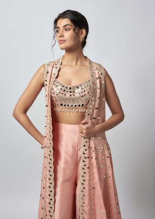 Nadira Pink Cape And Palazzo Set by Gopi Vaid available on Indiaspopup