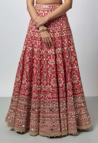 Laanya Cranberry Red Lehenga Set by Gopi Vaid available on Indiaspopup