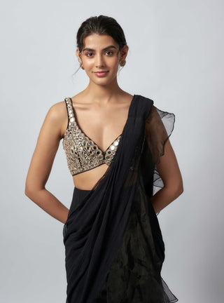 Oorja black sari and blouse