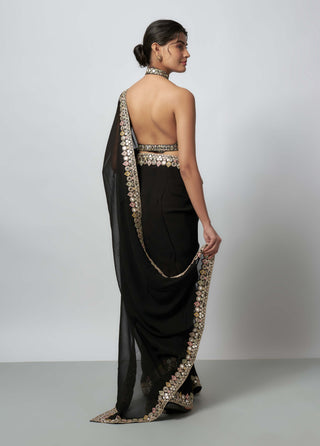 Ragini Black Sari And Blouse by Gopi Vaid available on Indiaspopup