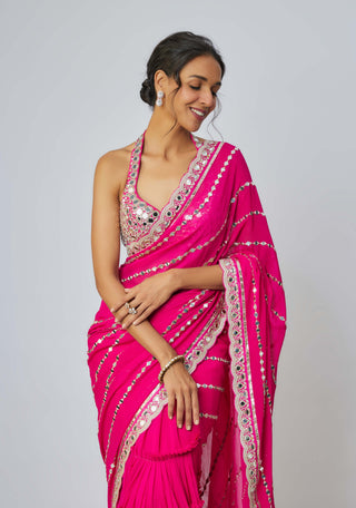 Aradhana pink sari and blouse