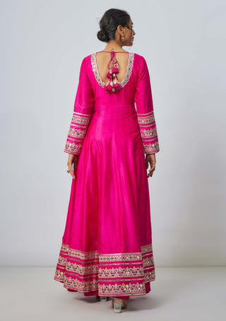 Srivani pink anarkali set