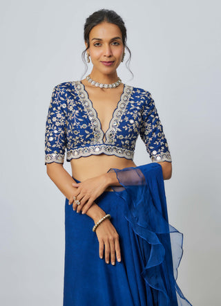 Ganika Blue Sari And Blouse by Gopi Vaid available on Indiaspopup