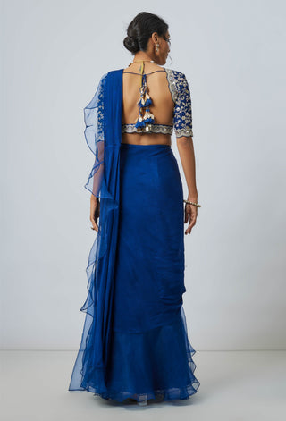 Ganika Blue Sari And Blouse by Gopi Vaid available on Indiaspopup