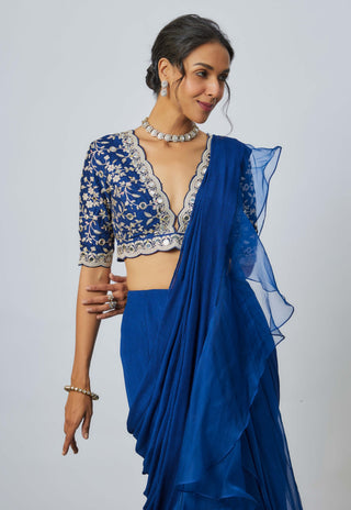 Ganika Blue Sari And Blouse by Gopi Vaid available on Indiaspopup