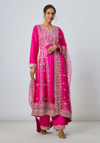 Amiha Rani Pink Anarkali Set by Gopi Vaid available on Indiaspopup