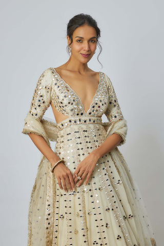 Aasmi ivory anarkali set