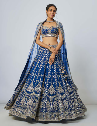 Rudrani Blue Lehenga Set by Gopi Vaid available on Indiaspopup