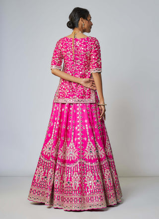 Abhirami Rani Pink Lehenga Set by Gopi Vaid available on Indiaspopup