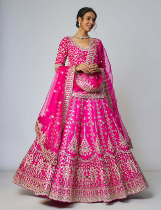 Abhirami Rani Pink Lehenga Set by Gopi Vaid available on Indiaspopup