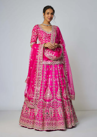 Abhirami Rani Pink Lehenga Set by Gopi Vaid available on Indiaspopup