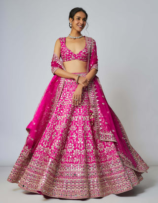 Krshnavi Rani Pink Lehenga Set by Gopi Vaid available on Indiaspopup