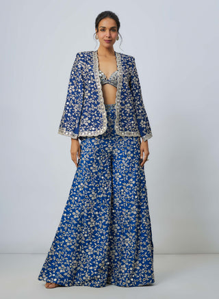 Dhyeya Blue Blazer And Pant Set by Gopi Vaid available on Indiaspopup