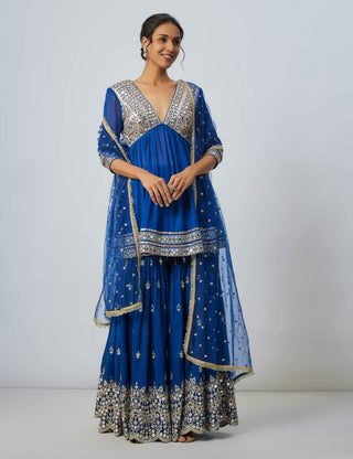 Inika Blue Sharara Set by Gopi Vaid available on Indiaspopup