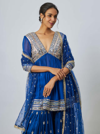 Inika Blue Sharara Set by Gopi Vaid available on Indiaspopup