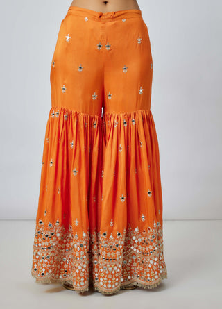 Hrida Orange Sharara Set by Gopi Vaid available on Indiaspopup